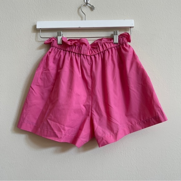 Staud Pink Caterina High-Waisted Paper-bag Shorts in Wild Orchard - Picture 6 of 6